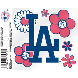 Los Angeles Dodgers Pink Flower Logo - Static Cling