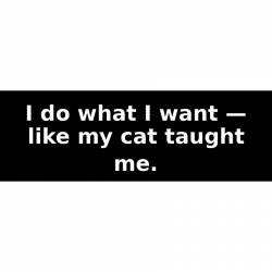 I do what I want — like my cat taught me. - Bumper Sticker