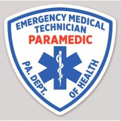 Pennsylvania Emergency Medical Technician Paramedic PA. Dept. Of Health  - Vinyl Sticker