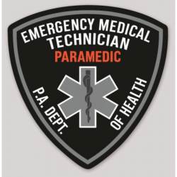 Subdued Pennsylvania Emergency Medical Technician Paramedic PA. Dept. Of Health - Vinyl Sticker