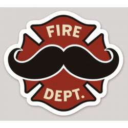 Fire Dept Maltese Cross Mustache - Vinyl Sticker