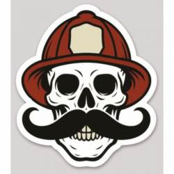 Firefighter Skull & Mustache - Vinyl Sticker