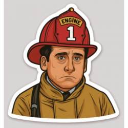 Michael Scott Firefighter The Office - Vinyl Sticker