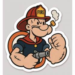 Popeye Firefighter - Vinyl Sticker