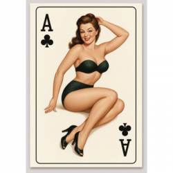 Ace Of Clubs Retro Pinup Girl Black Bathing Suit - Vinyl Sticker
