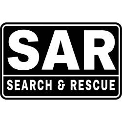 White On Black SAR Search & Rescue - Vinyl Sticker