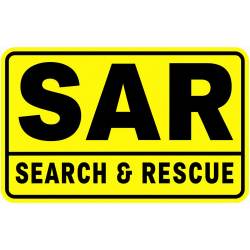Black On Yellow SAR Search & Rescue - Vinyl Sticker