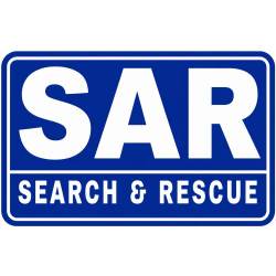 White On Blue SAR Search & Rescue - Vinyl Sticker