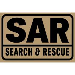 Black On Military Tan SAR Search & Rescue - Vinyl Sticker
