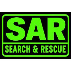 Lime Green On Black SAR Search & Rescue - Vinyl Sticker