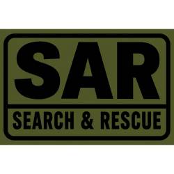 Black On Military Green SAR Search & Rescue - Vinyl Sticker