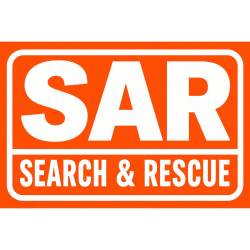 White On Orange SAR Search & Rescue - Vinyl Sticker