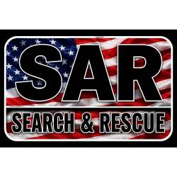 Black On American Flag SAR Search & Rescue - Vinyl Sticker