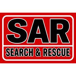Black White Outline On Red SAR Search & Rescue - Vinyl Sticker