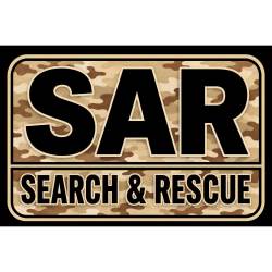 Black On Desert Camo SAR Search & Rescue - Vinyl Sticker