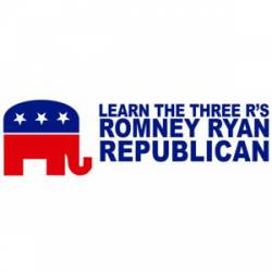 Learn The 3 R's Romney Ryan Republican - Bumper Sticker