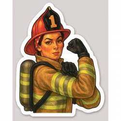Rosie The Riveter Firefighter - Vinyl Sticker