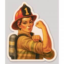 Rosie The Riveter Firefighter Sleeve Role - Vinyl Sticker