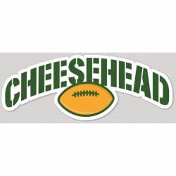 Green Bay Packers Cheese Head With Football - Vinyl Sticker