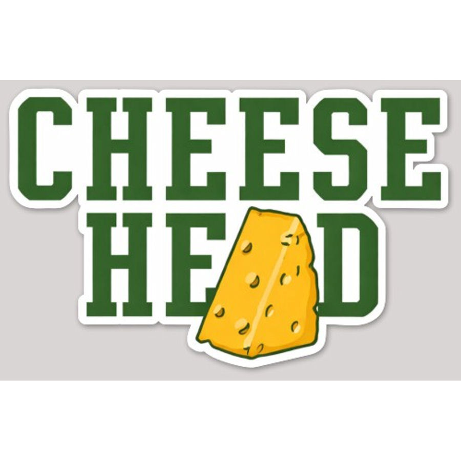 Green Bay Packers Cheese Head With Cheese - Vinyl Sticker at Sticker Shoppe