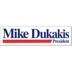 Michael Dukakis 1988 For President Replica Campaign Bumper Sticker