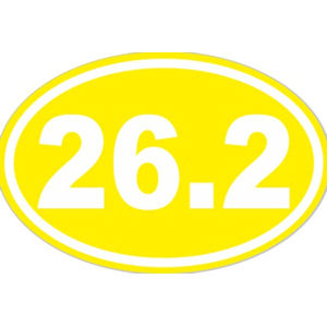 26.2 Marathon Running - Yellow Background Oval Sticker at Sticker Shoppe