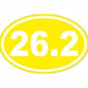 26.2 Marathon Running - Yellow Background Oval Sticker