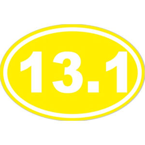 13.1 Half Marathon Running - Yellow Background Oval Sticker