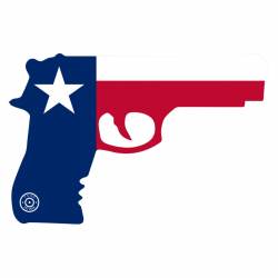 State Of Texas Flag Gun Outline - Vinyl Sticker