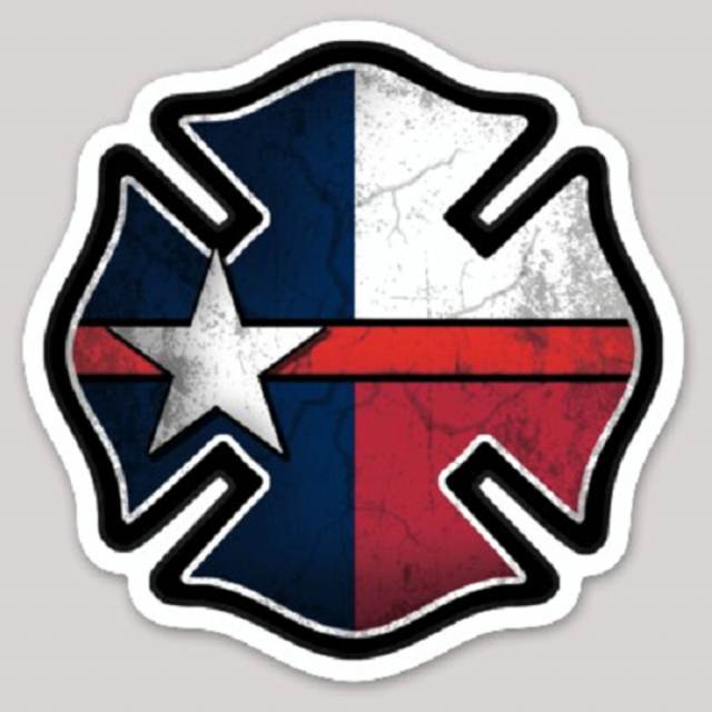 Thin Red Line Texas State Flag Maltese Cross - Vinyl Sticker at
