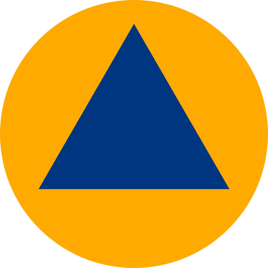 International Civil Defense Blue Triangle Logo - Vinyl Sticker