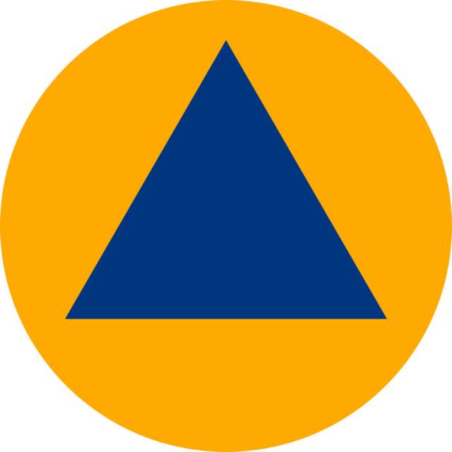 International Civil Defense Blue Triangle Logo - Vinyl Sticker
