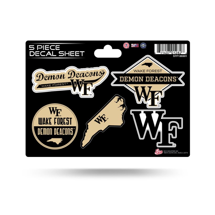 Wake Forest University Demon Deacons - 5 Piece Sticker Sheet