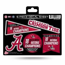 Alabama Crimson Tide 18 Time College Football Champs - 5 Piece Sticker Sheet