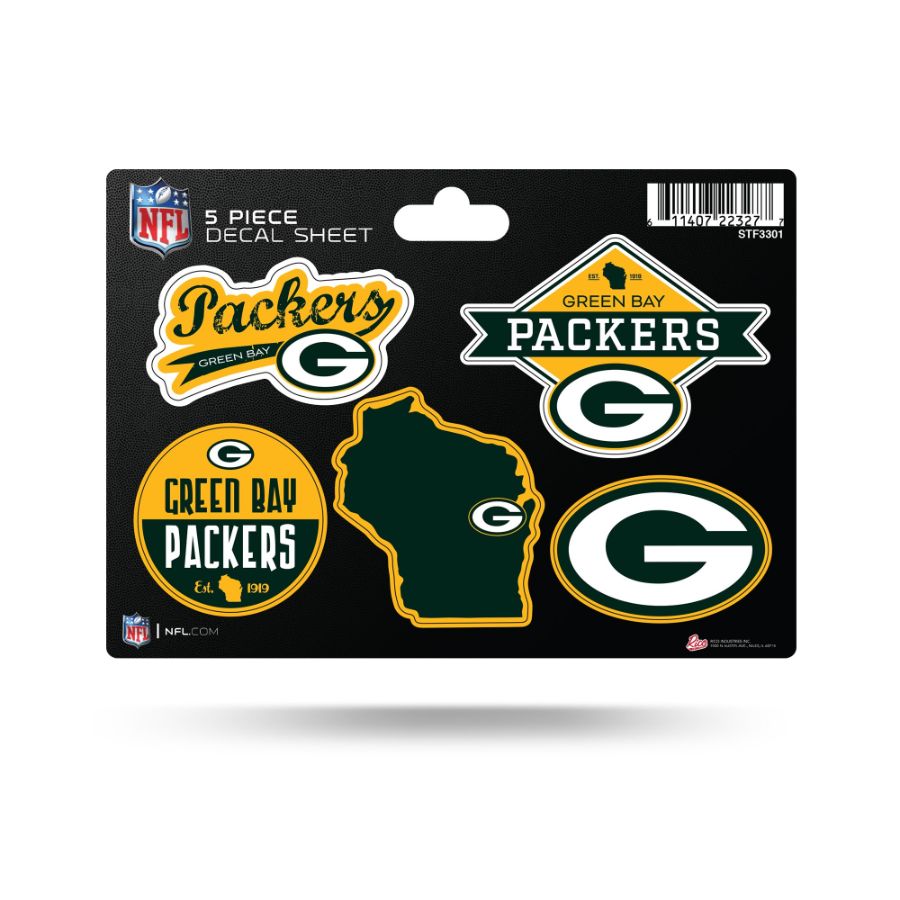 Green Bay Packers 5 Piece Sticker Sheet at Sticker Shoppe
