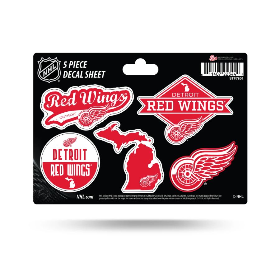 Detroit Red Wings - 5 Piece Sticker Sheet at Sticker Shoppe