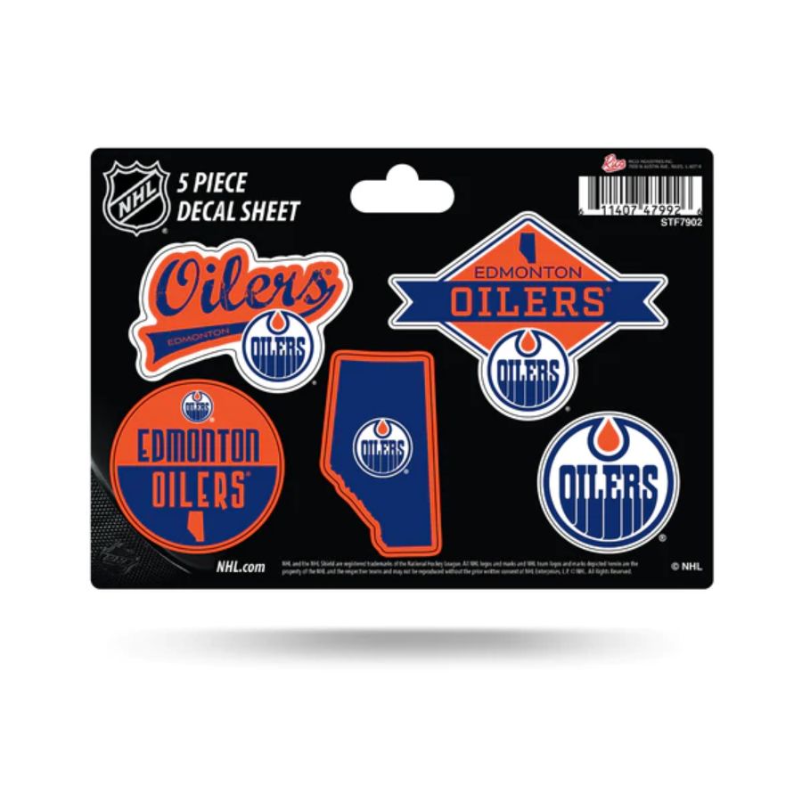Edmonton Oilers 5 Piece Sticker Sheet at Sticker Shoppe