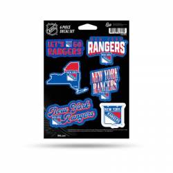 New York Rangers - Sheet Of 6 Vinyl Stickers
