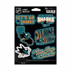 San Jose Sharks - Sheet Of 6 Vinyl Stickers