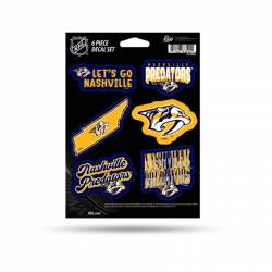 Nashville Predators - Sheet Of 6 Vinyl Stickers