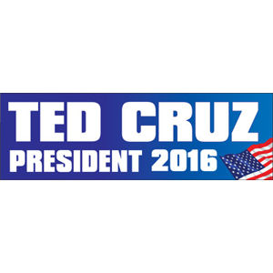 Ted Cruz 2016 For President Rectangle Bumper Sticker Decal 
