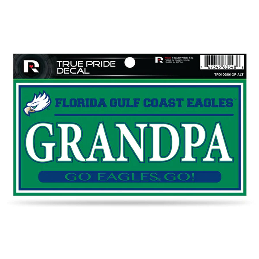 Florida Gulf Coast University Eagles Grandpa Green - 3x6 True Pride Vinyl Sticker