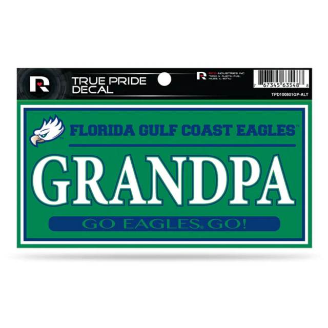 Florida Gulf Coast University Eagles Grandpa Green - 3x6 True Pride Vinyl Sticker
