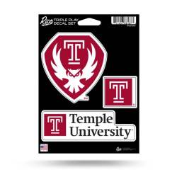 Temple University Owls - 3 Piece Triple Play Sticker Sheet