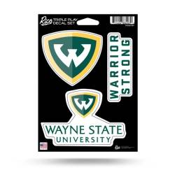 Wayne State University Warriors - 3 Piece Triple Play Sticker Sheet