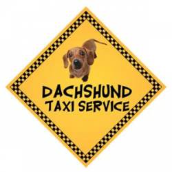 Dachshund Taxi Service - 6" Yellow Transport Magnet
