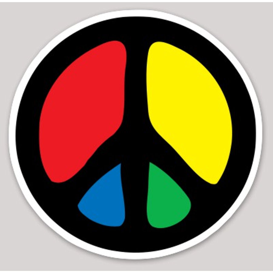 Red Yellow Blue Green Peace Sign - Vinyl Sticker at Sticker Shoppe