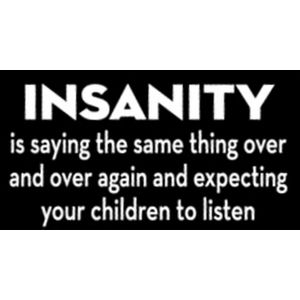 Insanity Expecting Your Children To Listen - Sticker