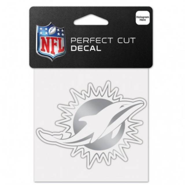 Miami Dolphins - 4x4 Silver Metallic Die Cut Decal