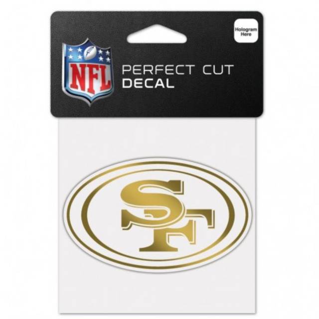 くすぶり　NFL 49ers 刺繍ロゴ ゴールド San Francisco 49ers - 4x4 Gold Metallic Die Cut Decal at